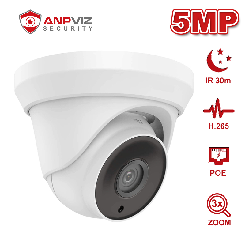 

5MP POE IP Security Camera Outdoor Onvif H.265 Turret Dome CCTV Surveillance IR 30m P2P Plug&play with Hikvision NVR