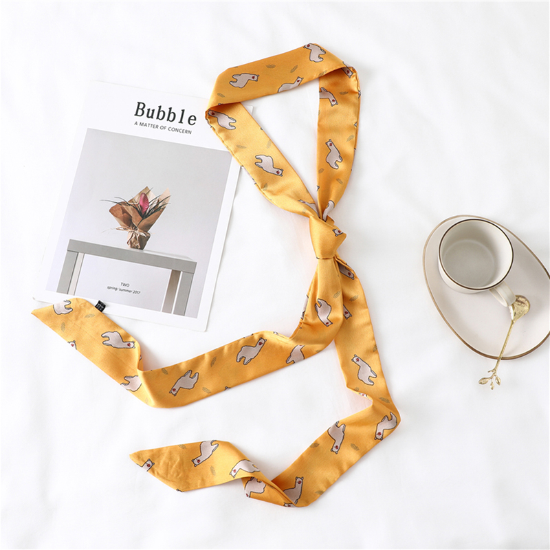 

Elegant Floral Skinny Scarf Silk Women Neck Scarfs Print Hair Band Handbag Scarves Ribbon for Ladies Wrist Tie Fashion 2020 New