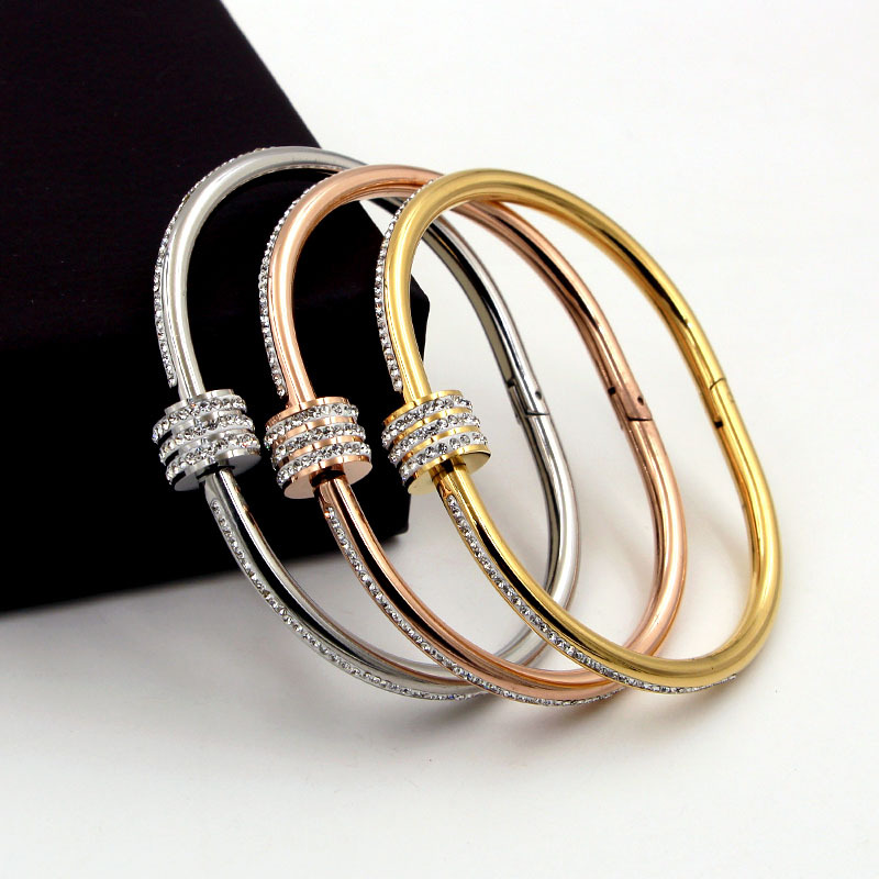 

Fashion Stainless Steel Better Full Crystal Bracelet Rose Gold Color Woman Lady Party Wedding Gift