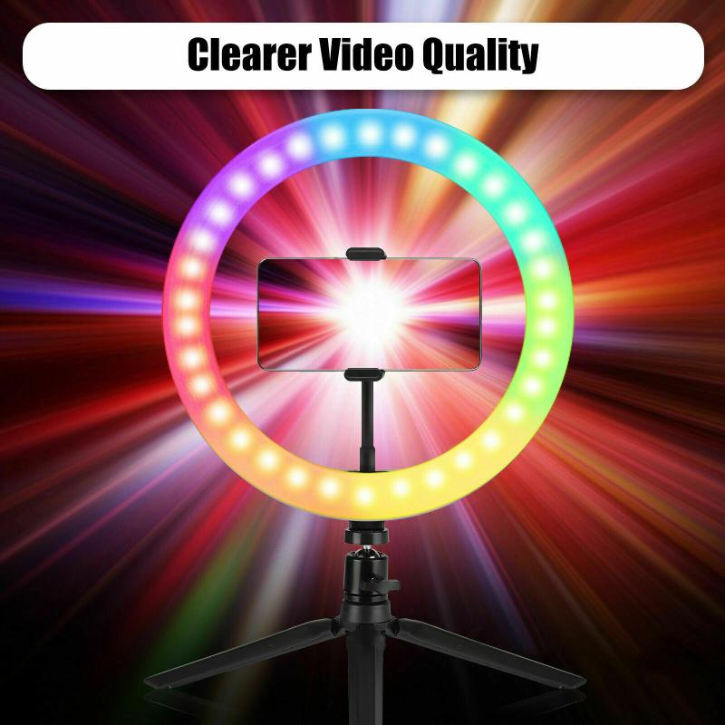 

Ring Light 6/7/8inch 128/160/200LED RGB Ring Fill Light Lamp APP Control +Remote Control for Selfie Photography Vlog Live