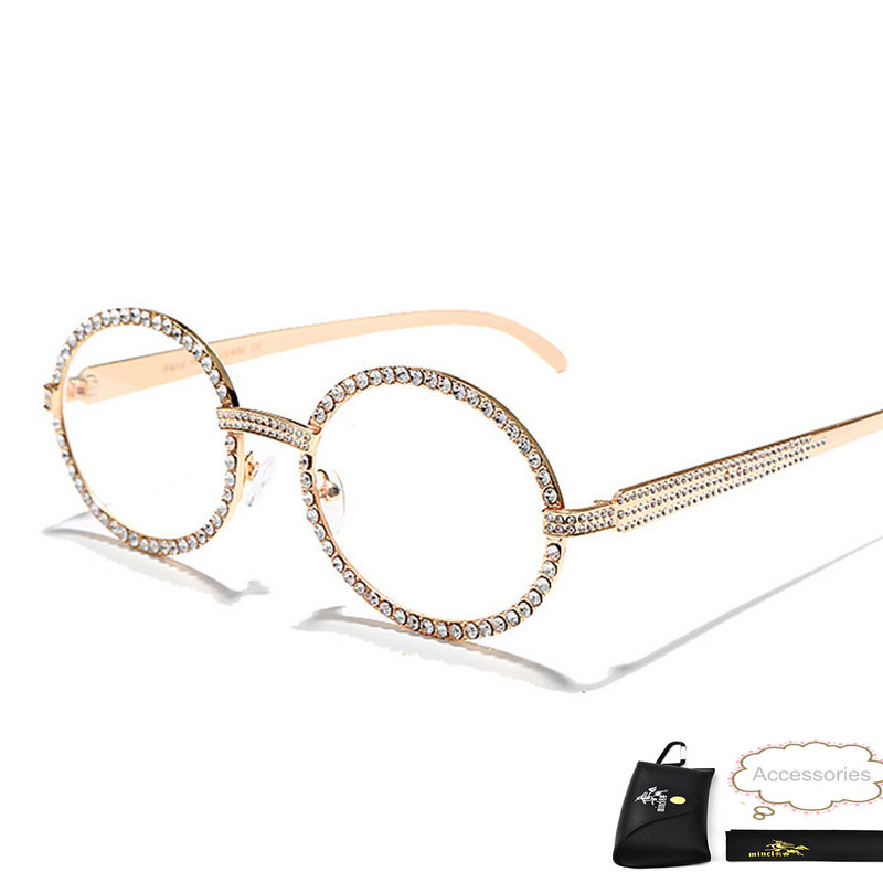 

Sunglasses Designer Fashion Sexy Lady Round Women Vintage Gradient Pearl Crystal Frame Eyewear Sun Glasses For Female FML