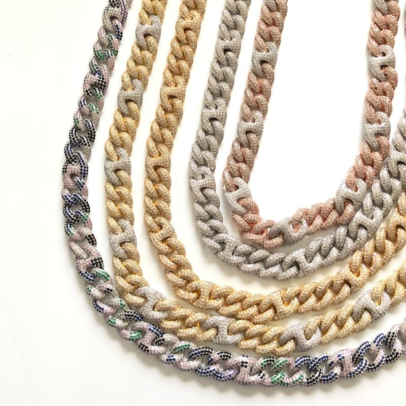 

15mm New Lock Clasp Miami Cuban Necklace Bling Cubic Zirconia CZ Hip hop Rock Jewelry