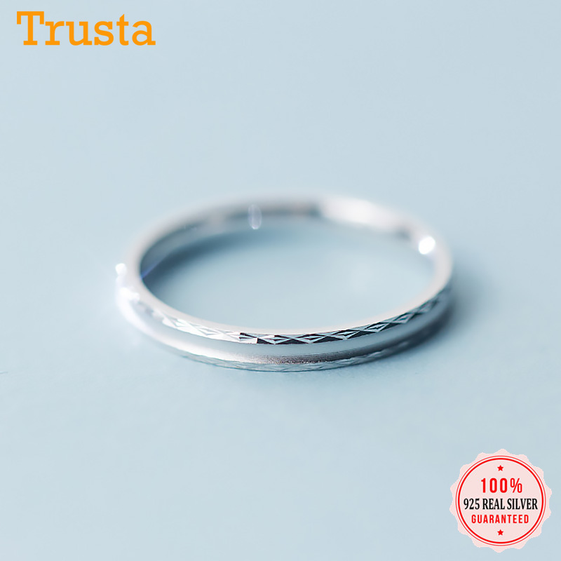 

Trustdavis Real 925 Sterling Silver Minimalist Drawing Section INS Finger Rings For Women Wedding Party S925 Jewelry DA1358