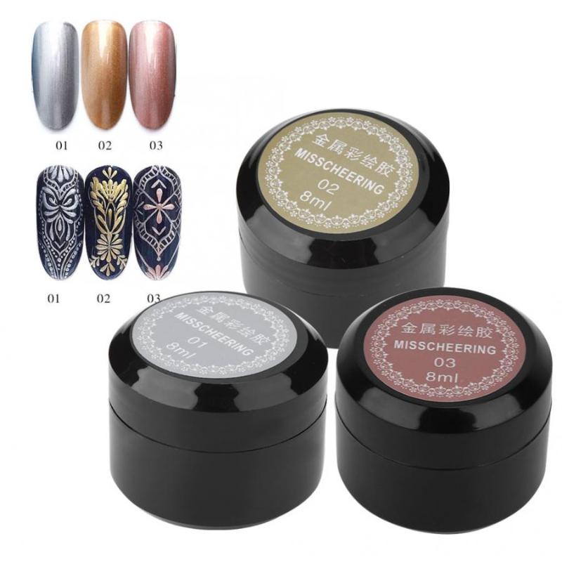 

Nail Gel 8ml / Bottle Nail Painted Gel Metallic Art UV Varnish Lacquer Art, Red;pink