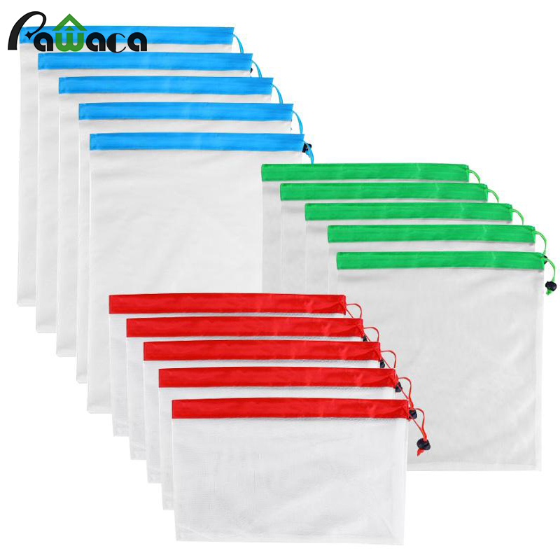 

15pcs 12pcs Reusable Produce Bags Washable Mesh Bags for Grocery Shopping Fruit Vegetable Toys Sundries Organizer Storage