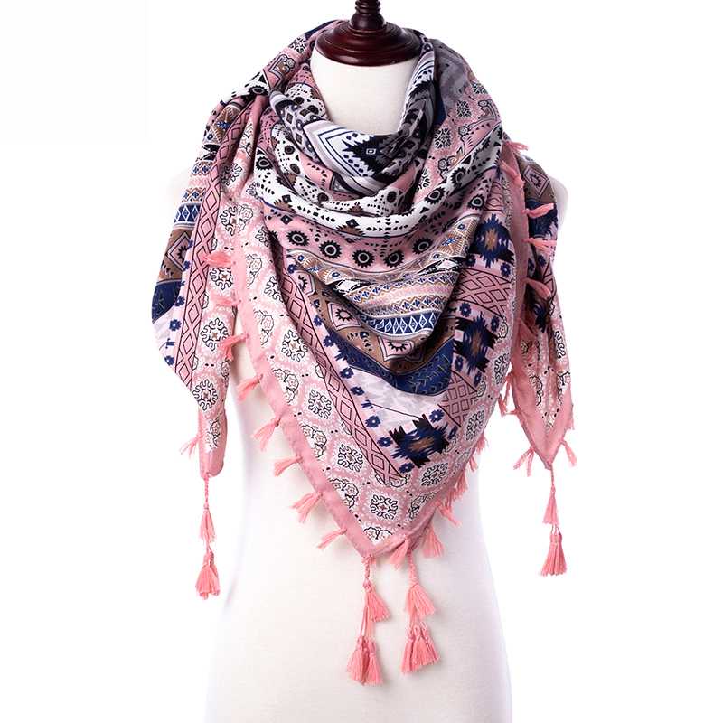 

Fashion Ethnic Scarf Women Shawls Floral Print Stoles Triangle Bandana Kerchief Scarves Female Foulard Dropshipping
