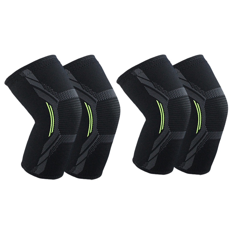 

Elbow & Knee Pads 2 Pcs Breathable Basketball Football Sports Kneepad High Elastic Volleyball Brace Training Protect L S, As pic