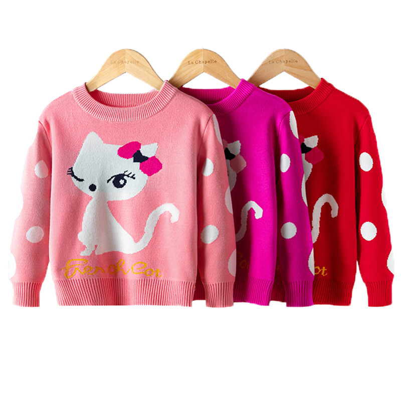 

Girls Sweater 2020 Winter Autumn Children Clothing Baby Girl Knitwear Pullover Knitted Sweater Kids Cartoon Print Warm Sweaters, As the picture1