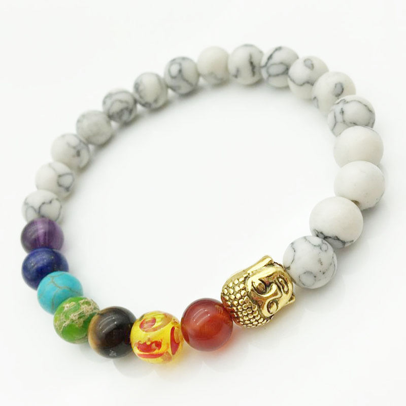 

Classic Natural Stone Seven-color Beaded Bracelet Colorful Natural Stone Beads Buddha Bracelet Male Female Lovers Jewelry Gifts