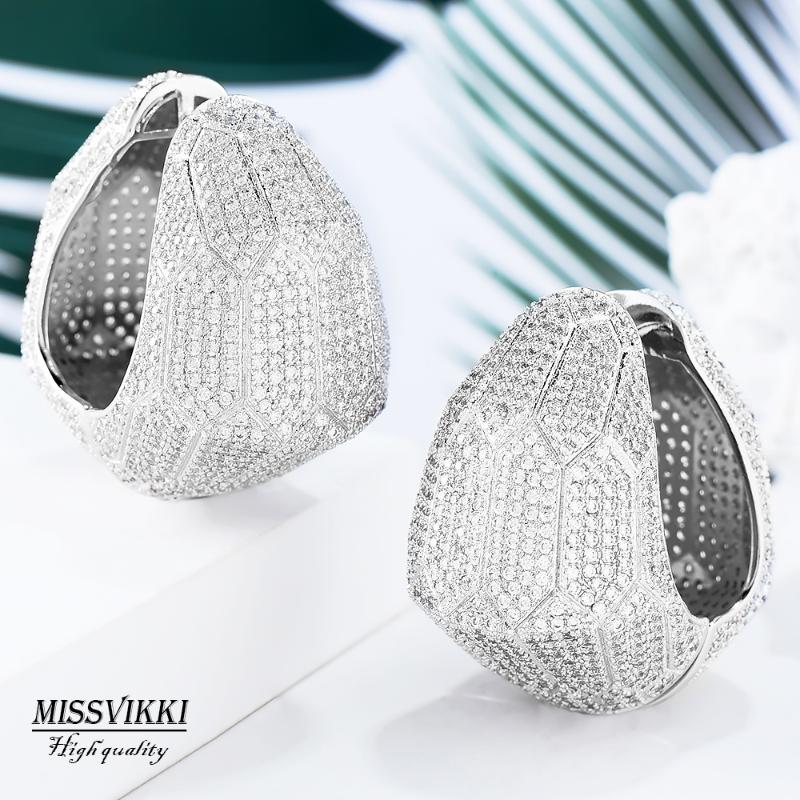 

missvikki Noble Luxury Round Big Hoop Earrings Jewelry For Women Bridal Wedding Engagement Party Daily Show Earrings Top Quality