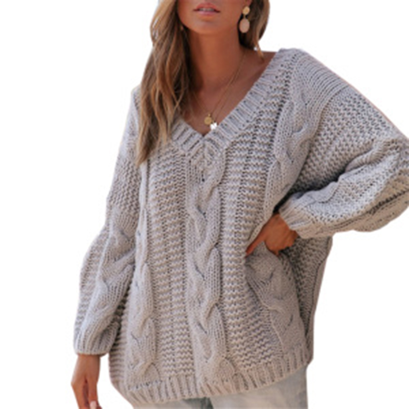 

New O-neck Knitted Women Pullover Sweater Autumn Winter Puff Sleeve Female Sweater Solid White Ladies Leisure Jumper oversize, Black