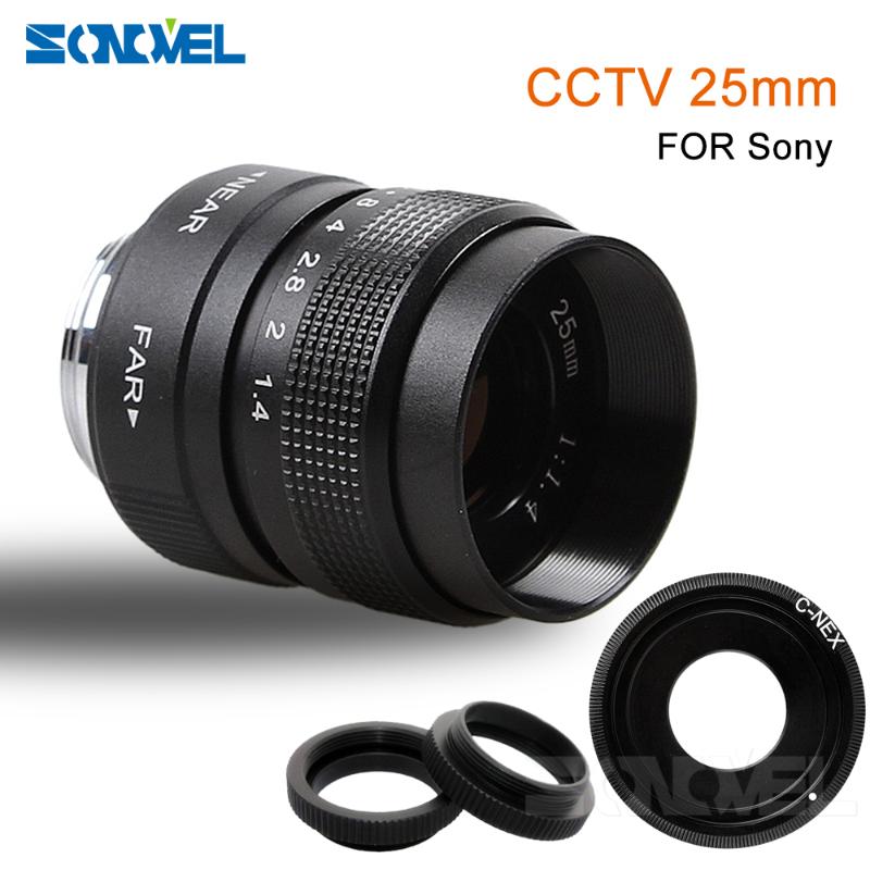

25mm CCTV F1.4 TV Movie lens+C Mount+Metal lens hood For Sony E Mount A6100 A6000 A5100 A5000 A3000 NEX-VG20 NEX-VG30 NEX-V900
