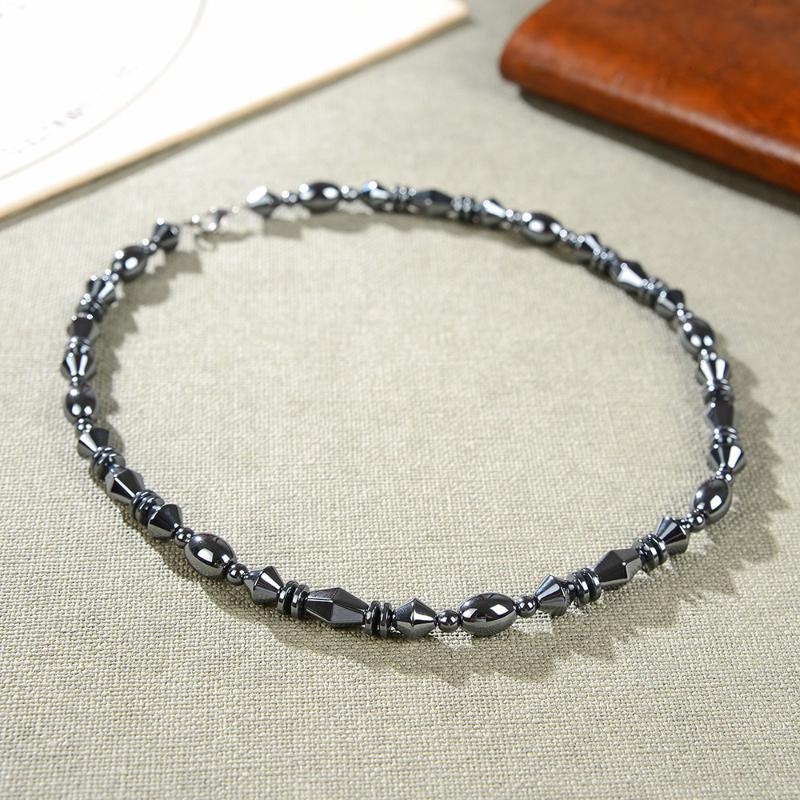 

Natural Hematite Stone Beads Necklace for Women Choker Chain Beaded Necklace Strand Clavicle Fashion Vintage Jewelry Gifs B421