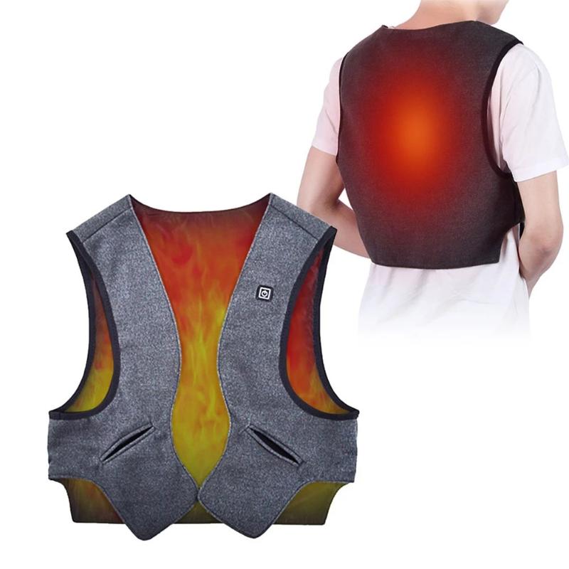 

Adult Waistcoat Fast Far Infrared Winter Outdoor Warm Electric Adjustable Temperature USB Heating Vest Sports Washable, As pic