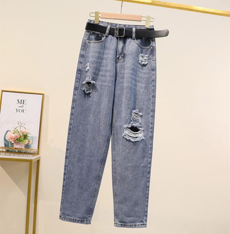 

Hot-selling designers luxury women jeans 2020 new European American high waist loose wide-leg pants trendy ripped denim pants harem pants, 11