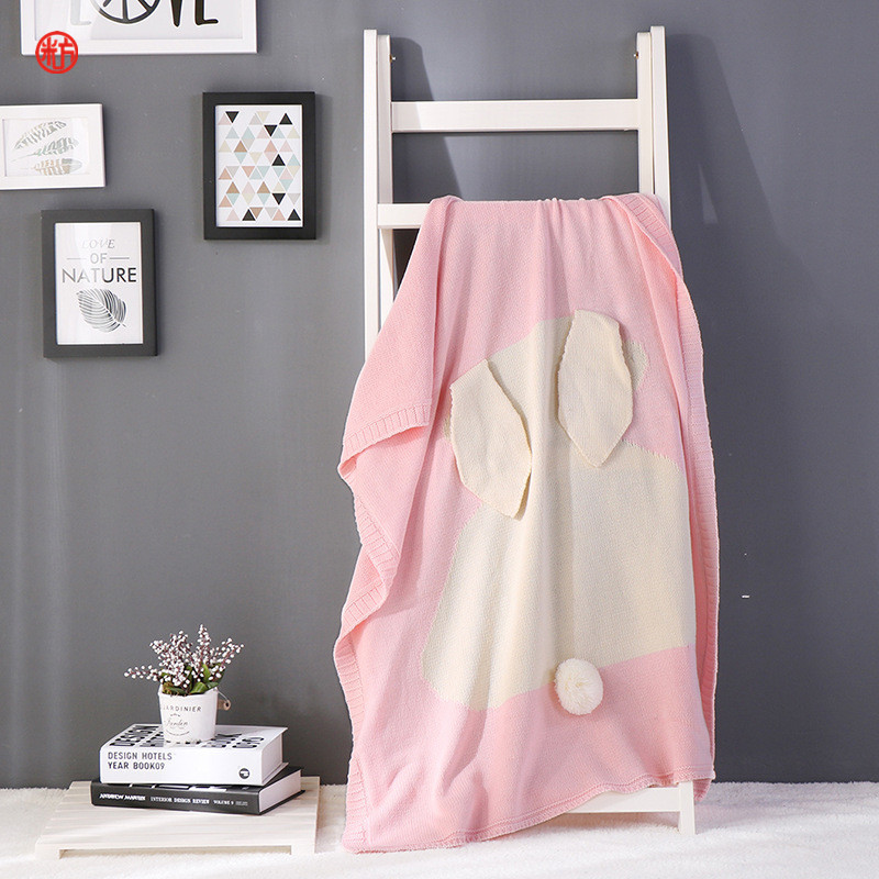 

Explosion ears Blanket pink gray cartoon kintted children's blandets 100%cotton yellow throw for Sofa/Bed/Plane 100*130cm