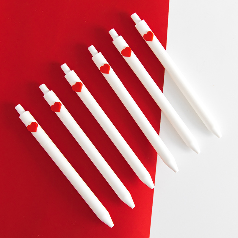 

1pcs Heart Letter Pen Cute Red Love 0.5mm Ballpoint Black Color Gel Ink Pens for Writing Signature Gift School Supplies A6006