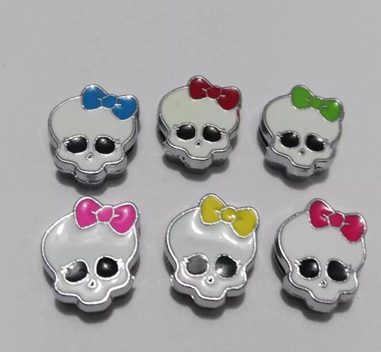 Monster Skull 8 mm Diapo Charm en alliage de zinc Diapo Charm DIY Charm Bracelet Fit Bracelet Collier pour chien bricolage accessoires