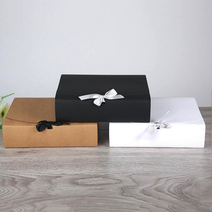 

30pcs 31x25.5x8cm Large Black/White/Brown Kraft Paper Box Wedding Party Gift Packaging Box,Cake Box Clothing Shoes Boxes