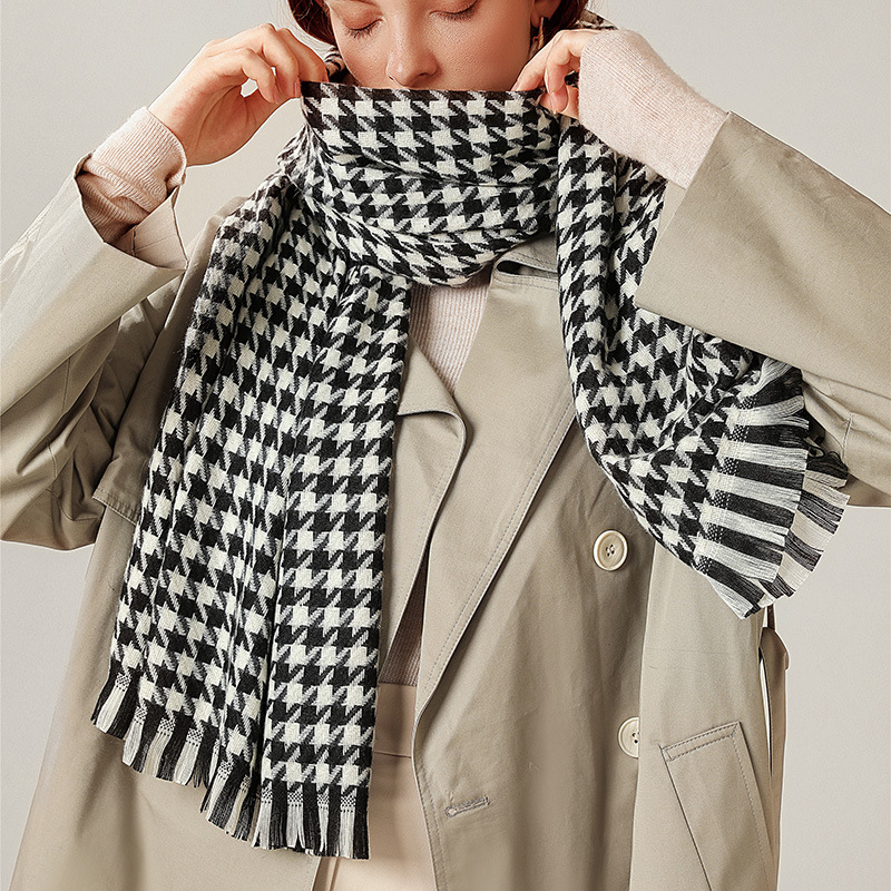 

Fashion Houndstooth Women Thick Winter Scarf 70-180 cm Keep Warm Long Scarf for Women Soft Tessal Big Shawl