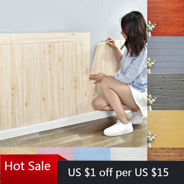 

3D Wall Stickers Wallpaper Self-adhesive Wood Grain Wall Stickers Wallpaper Stickers Waterproof Moisture-proof Foam Brick