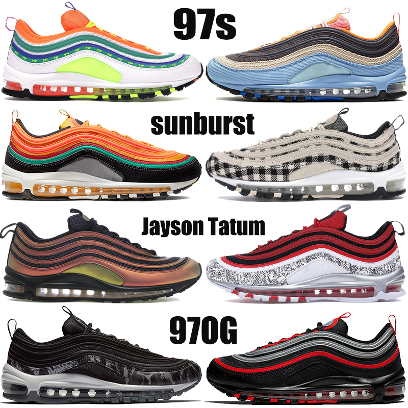 

New 97s running shoes plaid light cream sunburst Vintage Mosaic corduroy light blue silver bullet undftd black white mens womens sneakers, Monsoon blue