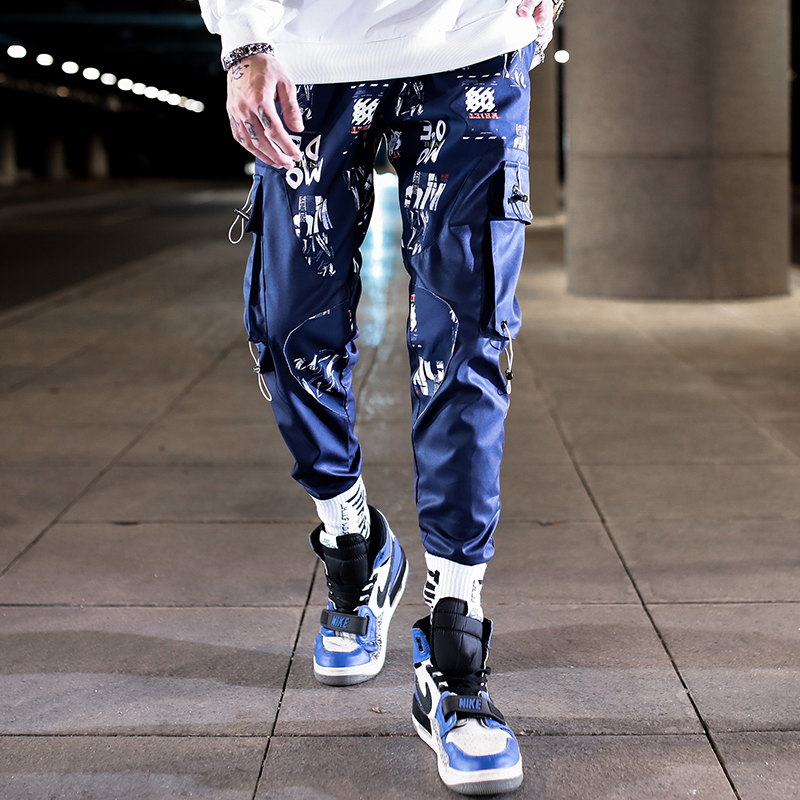 

Block Pocket Patchwork Cargo Joggers Men 2020 New Streetwear Hip Hop Letter Print Harem Pants Mens Casual Trousers Sweatpants, W164 red