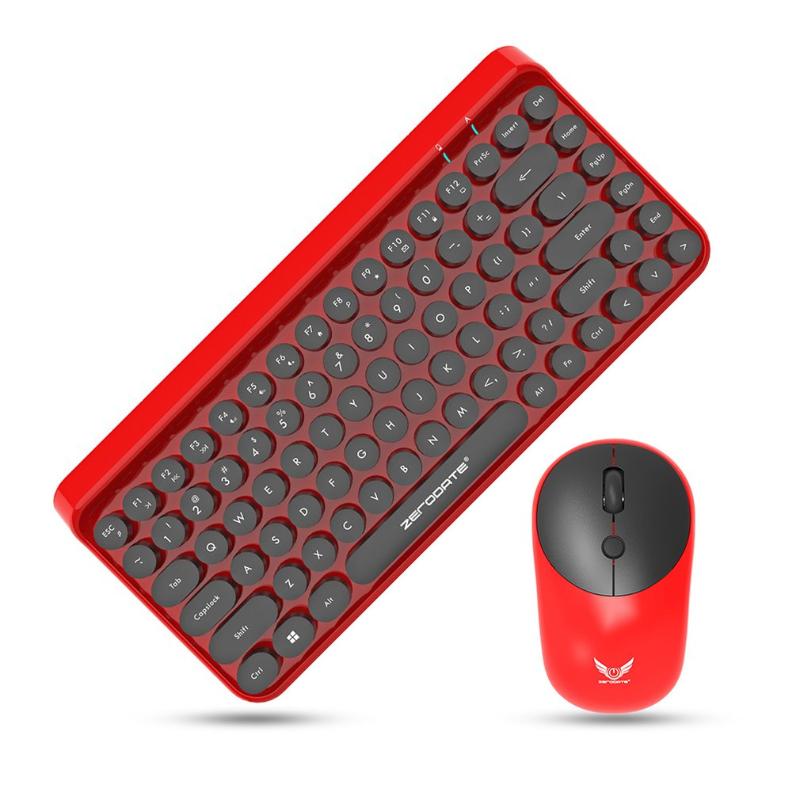 

New 2.4G Wireless Keyboard And Mouse Set Retro Punk Round Mute Mouse And Keyboard