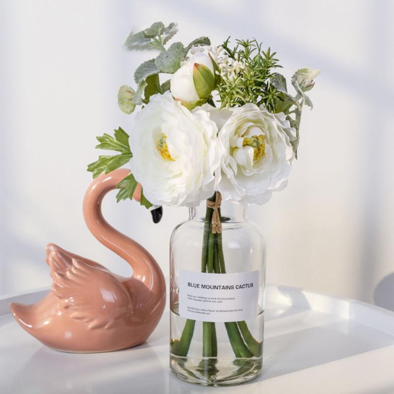 

3pcs Artificial Flower Simulation Floral Decor Home Office Table Centerpiece Wedding Fake Flower Ornament, Beige