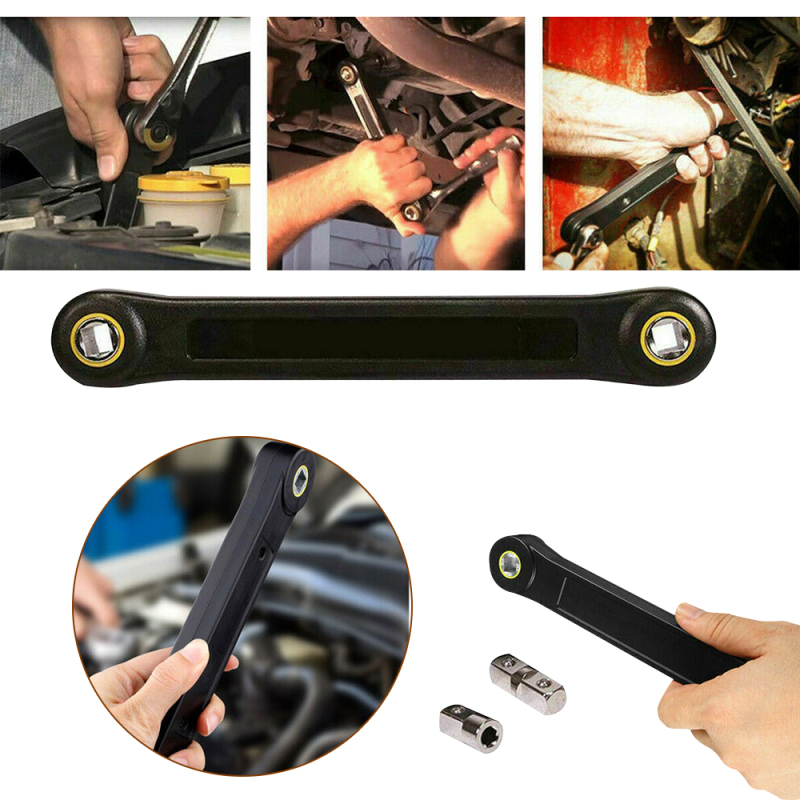 

Extension Wrench Multi-function Portable Automotive Tools Screw Nut Wrench with Two Adapters Convenient Handhold Tool