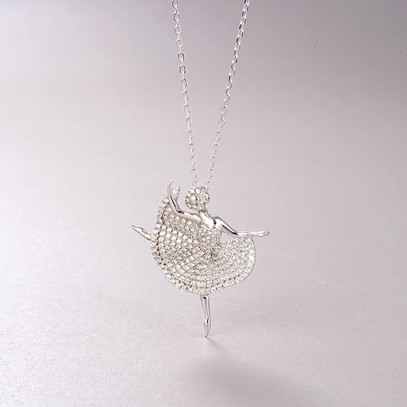 

New dancer shining dancing girl Silver color Necklace