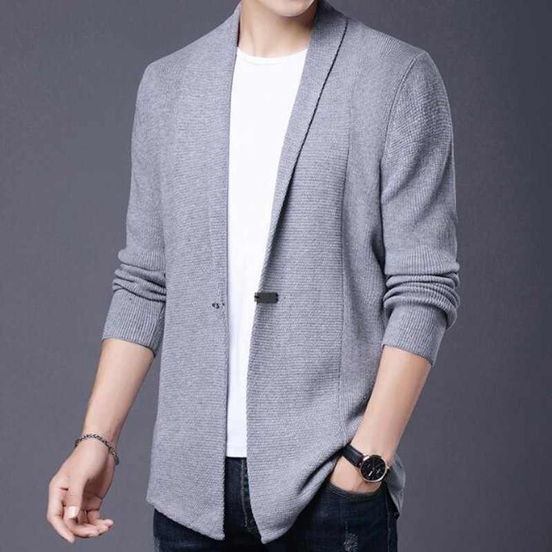 

Men Cardigan V Neck Slim Fit Knitwear Korean Style Casual Men Clothes Knitting cardigan Jacket Clothing, Black