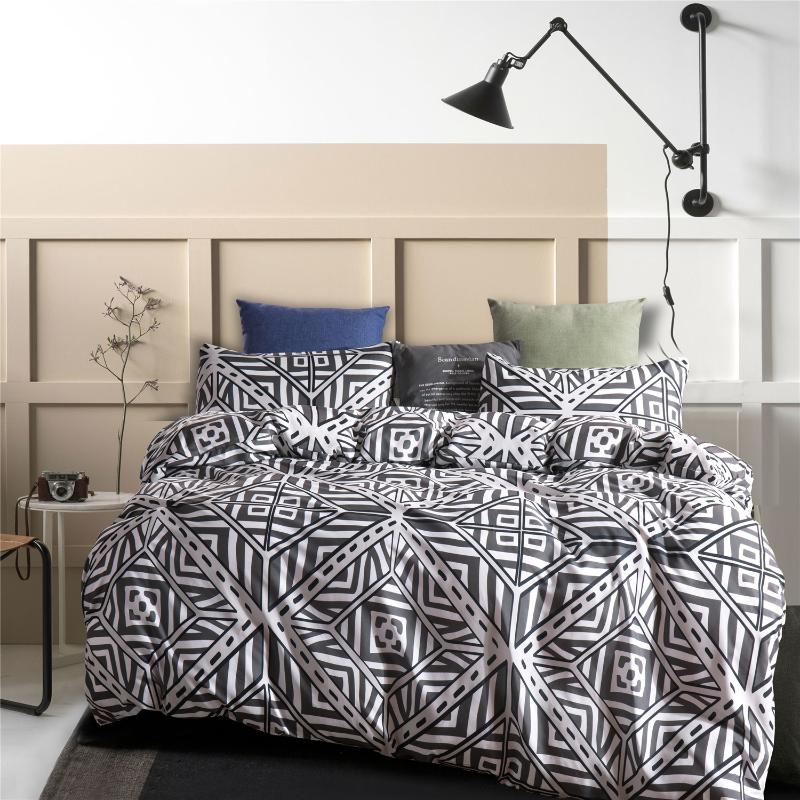 

nordic bed cover printing comforter bedding set duvet cover Queen King bed set Bedclothes Quilt Pillow case Home Textile, Black