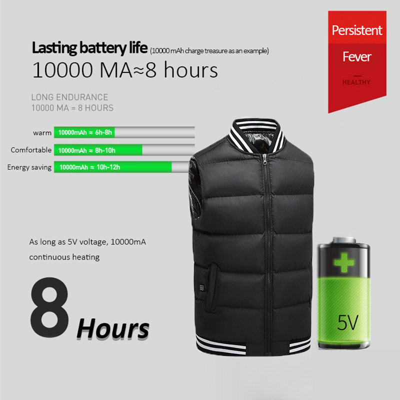 

Winter Heated Vest Electric Usb Men' Warm Body Stand Collar Heating Clothes Charging Intelligent Fishing Vest Women Climbing, Red