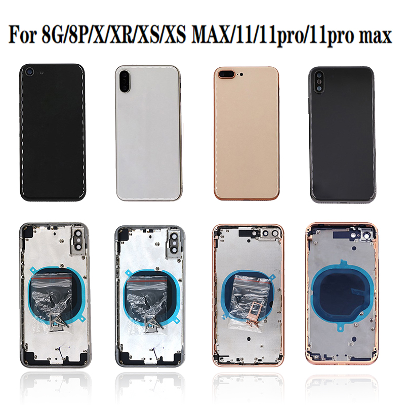 

For iphone 8G 8 Plus XR XS MAX 11 11 pro max Back Middle Frame Chassis Full Housing Assembly Glass Battery Cover door