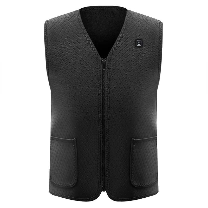

Hot Carbon Fiber Black Warm Physiotherapy Electric Vest Heated Body Warmer Clothing Thermal Heated Pad Jacket Winter USB, As pic