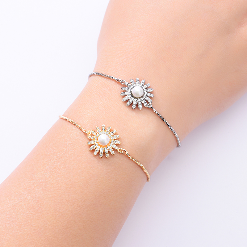 

Bracelet NANKIYA The Sun Shape flower Design Women Wedding Jewelry Fashion Romantic Party Charm Zircon Bracelet SL1545 Pulsera