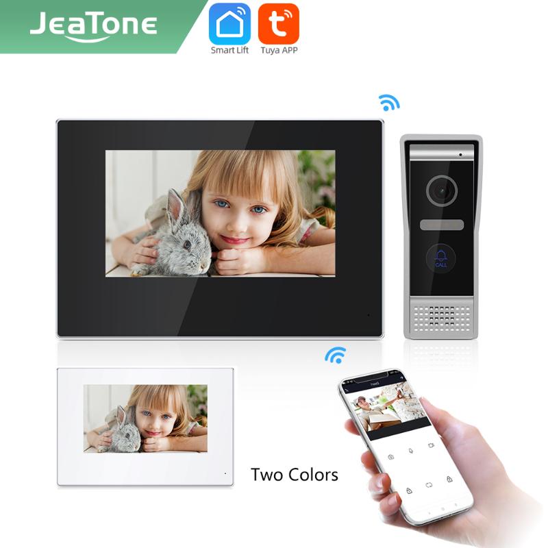 

Jeatone Tuya smart 7"inch 2Colors WIFI video Intercom for home IP wireless Monitor doorbell Weatherproof camera AHD/720P 87714