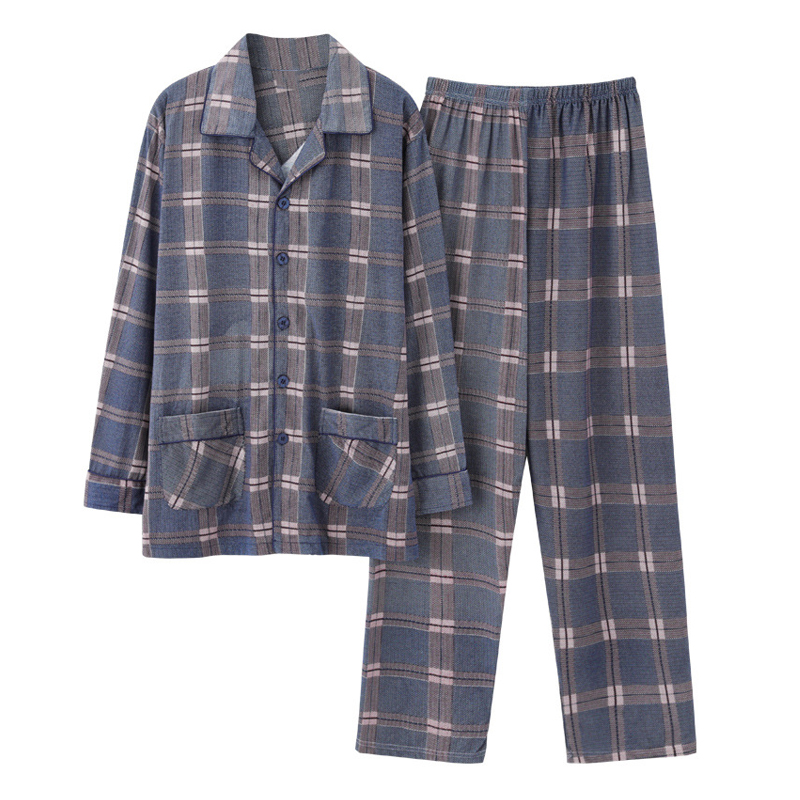 

4XL Plus Size Men Pajamas Sets long Sleeve Male Pajama Set Mens 100% Cotton High Quality Pajamas For Men Sleepwear Suit Homewear, 10