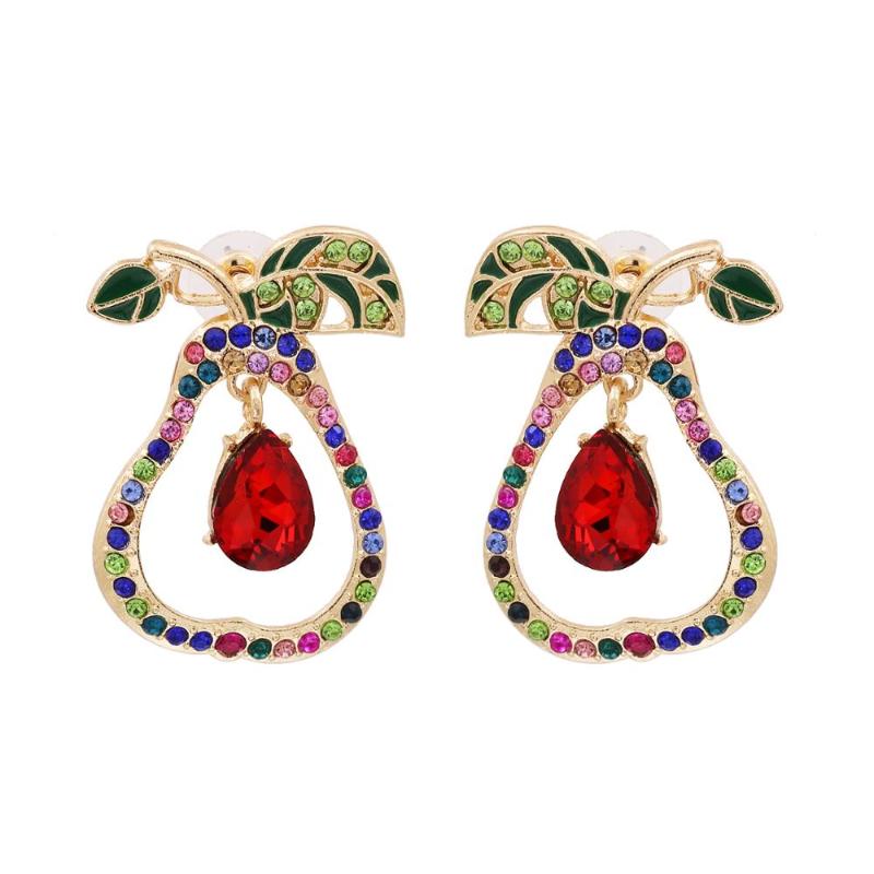 

Newest 2020 Pear Shaped Stud Earrings Boho Handmade Rhinestone Maxi Earring Ethnic Fruits Crystal Earring for Women Jewelry