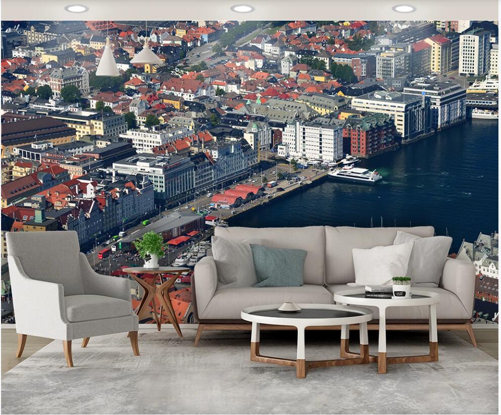 

custom photo mural 3d wallpaper European seaside city landscape living room home decor 3d wall murals wallpaper for walls 3 d, Non-woven