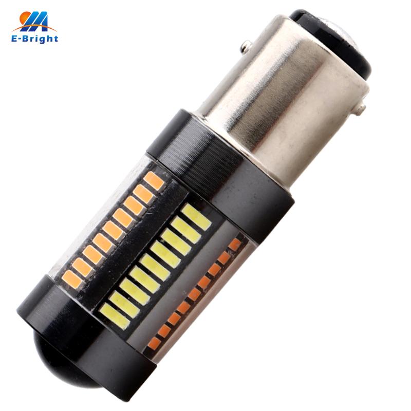 

YM E-Bright 1Piece 1157 P21/5W BAY15D 4014 66 SMD Led Car Turn Lights 12V Switchback Function Dual-Color White/Amber Automobile, As pic