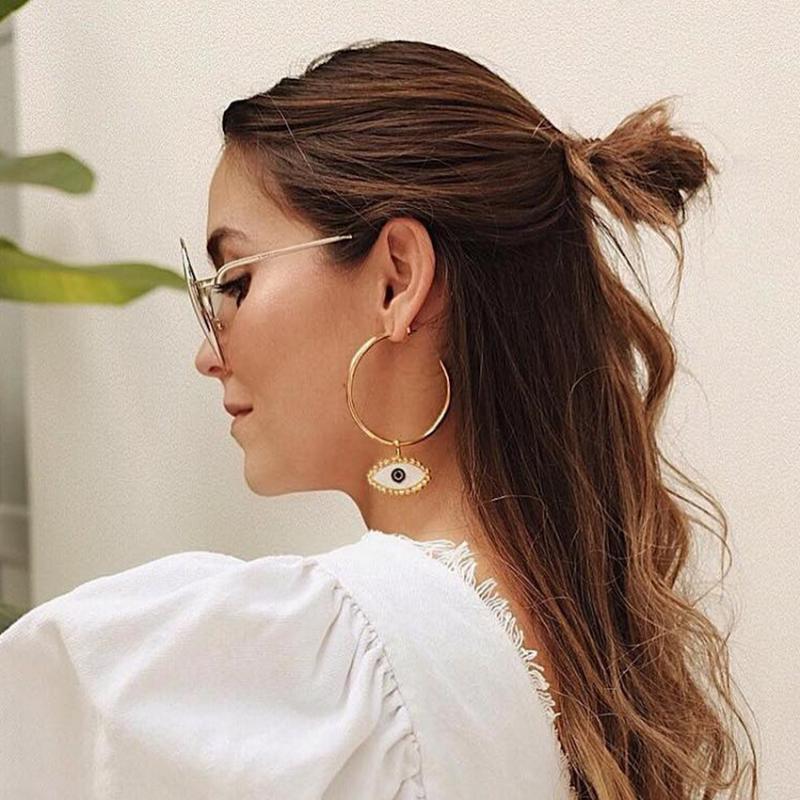 

Hoop & Huggie Big Round Hoops Earrings Fashion For Women Bohemian Ethnic Style Individual Drop-shaped Long In European And America