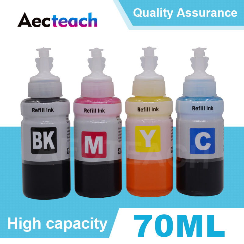 

Aecteach 70ml Printer Refill Ink Kit T6641 T6642 T6643 T6644 For EcoTank L132 L222 L312 L366 L120 L1300 Ink Cartridges