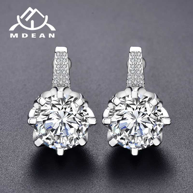 

MDEAN White Gold Color Stud Wedding Earrings for Women Zircon Pendientes Mujer Moda Jewelry Boucle D'oreille Earring A189