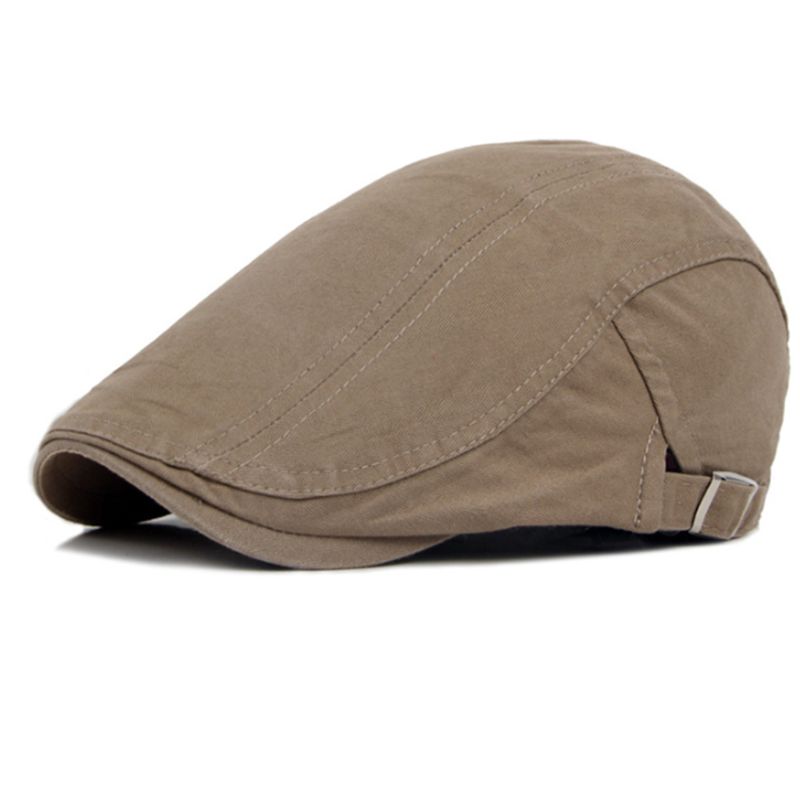 

Berets Men Classic Cotton Duckbill Flat Beret Cap British Style Solid Color Retro Sboy Cabbie Driving Hunting Adjustable Painter Hat, Bk