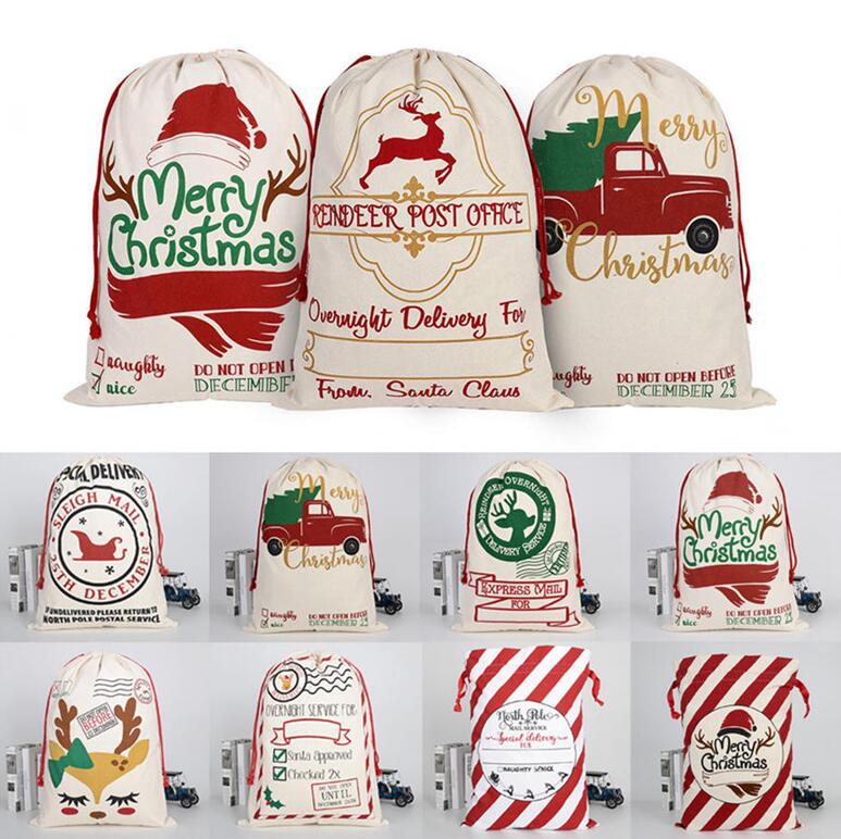 

Christmas Gift Bags Santa Sack Drawstring Bag Canvas Santa Sacks Reindeers Santa Claus Deer Bag Christmas Decorations 39 Styles HHC1354