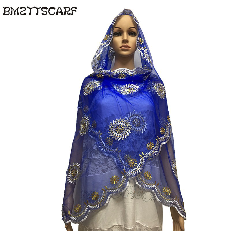 

African scarfs plain embroidered women samll size scarf headscarf for shawls BM648