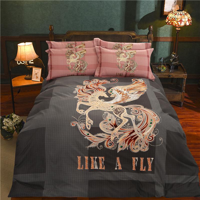 

4pcs 100%cotton Sanding Fashion Classic Printed bedding set warm for winter duvet cover set Bed Sheet Pillowcase Queen King size, Qll13