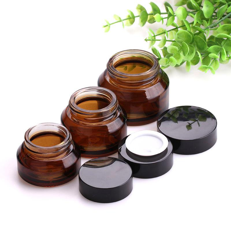 

Fast Shipping 15g 30g 50g Cosmetic Cream Containers Brown Cream Eye Shadow Nails Empty Glass Container Wholesale